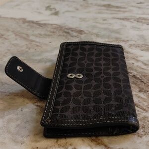 Fossil Leather & Cloth Wallet Black & Tan